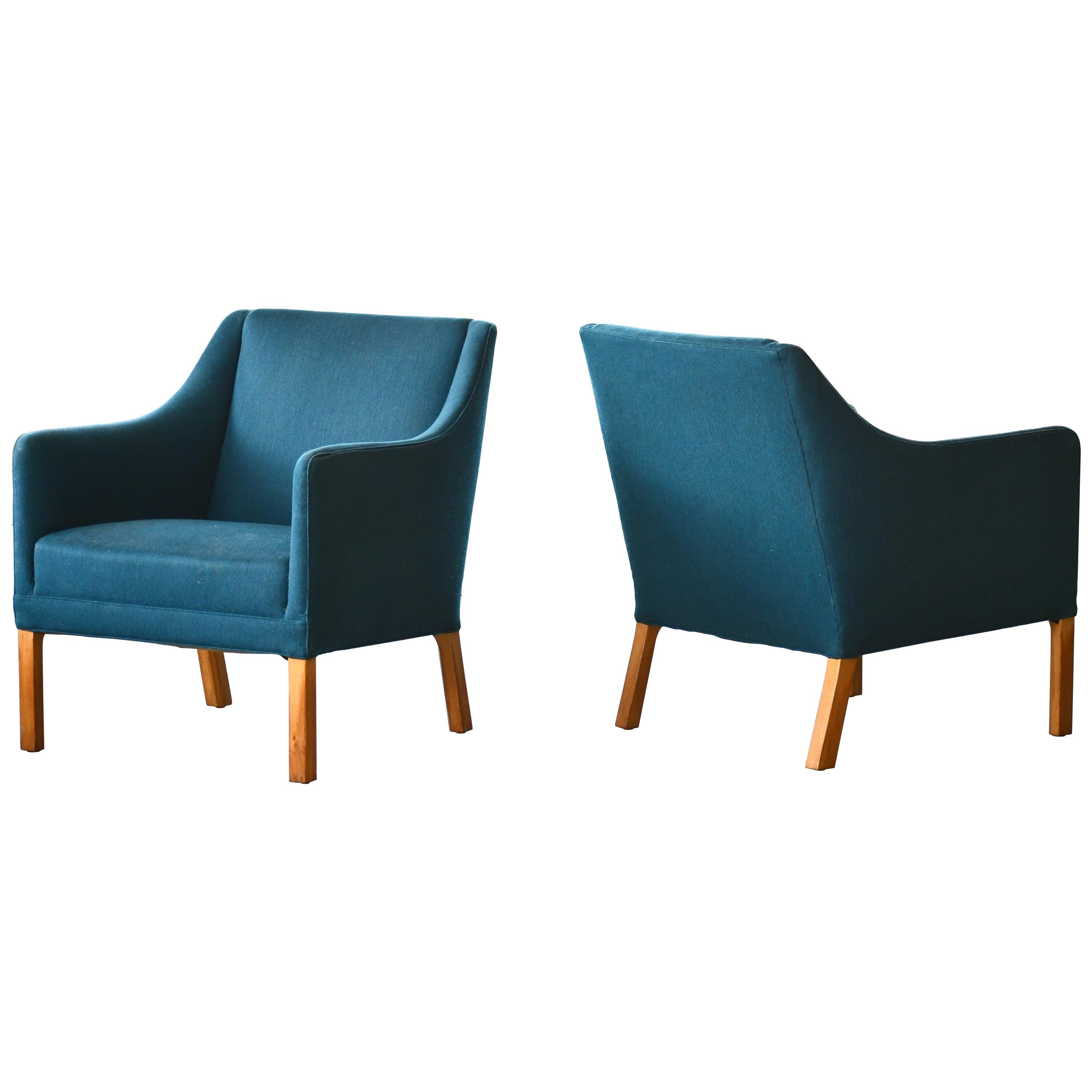 Pair of Danish Midcentury Lounge Chairs Attributed to Ejnar Larsen & Axel Bender
