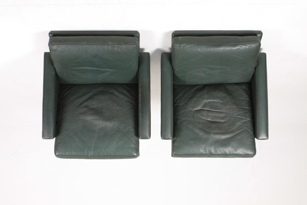 Pair of Danish Midcentury Lounge Chairs in Patinated Leather, 1960s 5