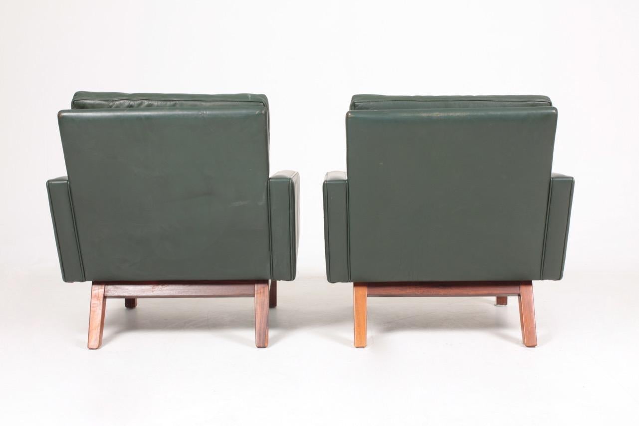 Pair of Danish Midcentury Lounge Chairs in Patinated Leather, 1960s 2