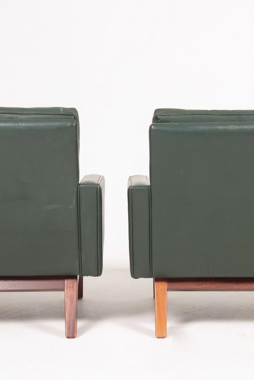Pair of Danish Midcentury Lounge Chairs in Patinated Leather, 1960s 3