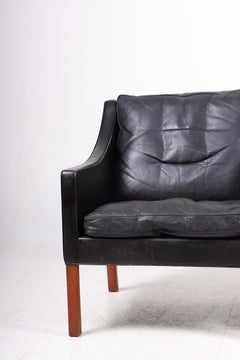 Pair of Danish Midcentury Lounge Chairs in Patinated Leather by Børge Mogensen