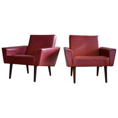 Pair of Danish Midcentury Lounge or Club Chairs Attributed to Illum Wikkelso