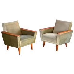 Vintage Pair of Danish Midcentury Lounge or Club Chairs Attributed to Illum Wikkelso