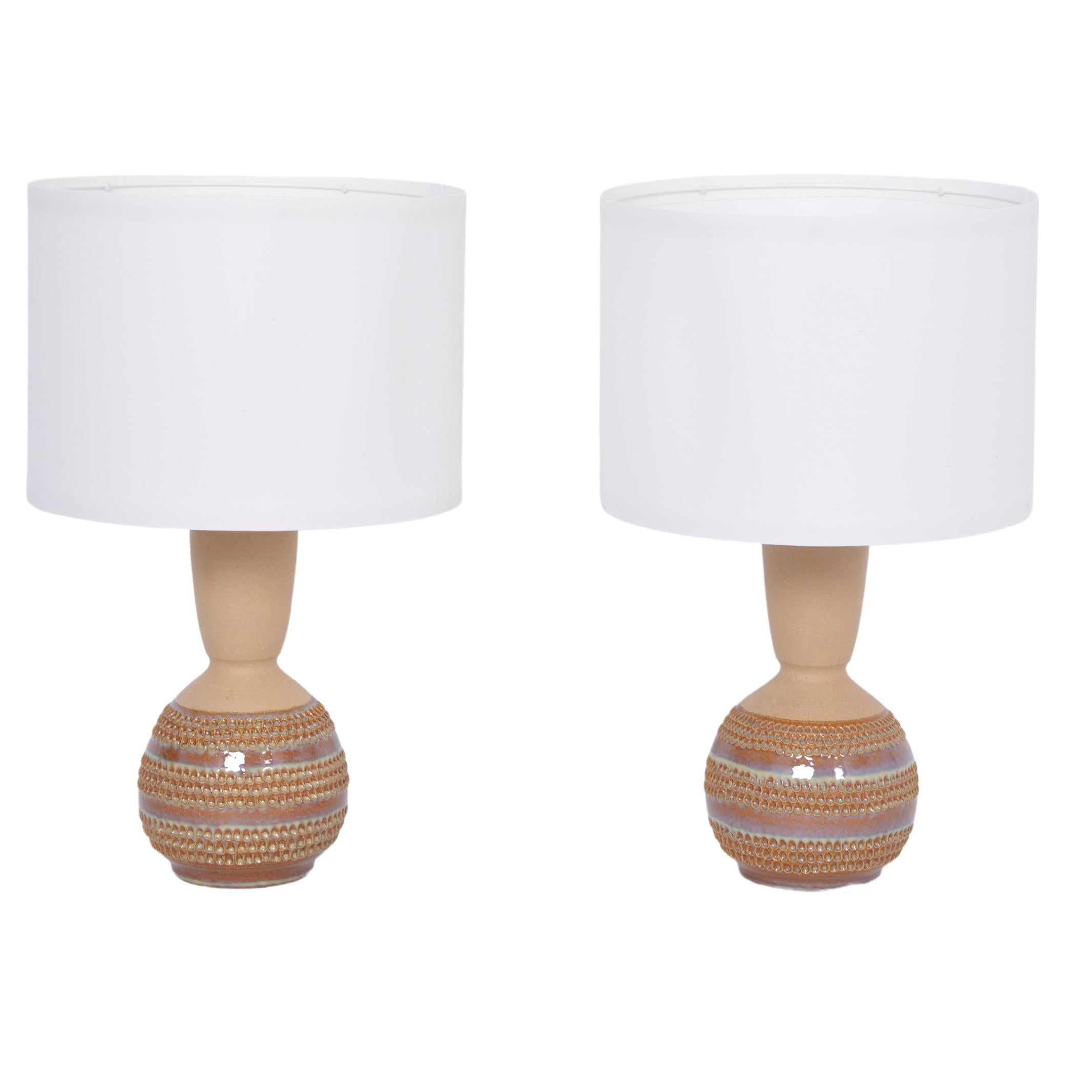 Pair of Danish Mid-Century Modern Ceramic Table Lamps Model 3038 by Soholm For Sale