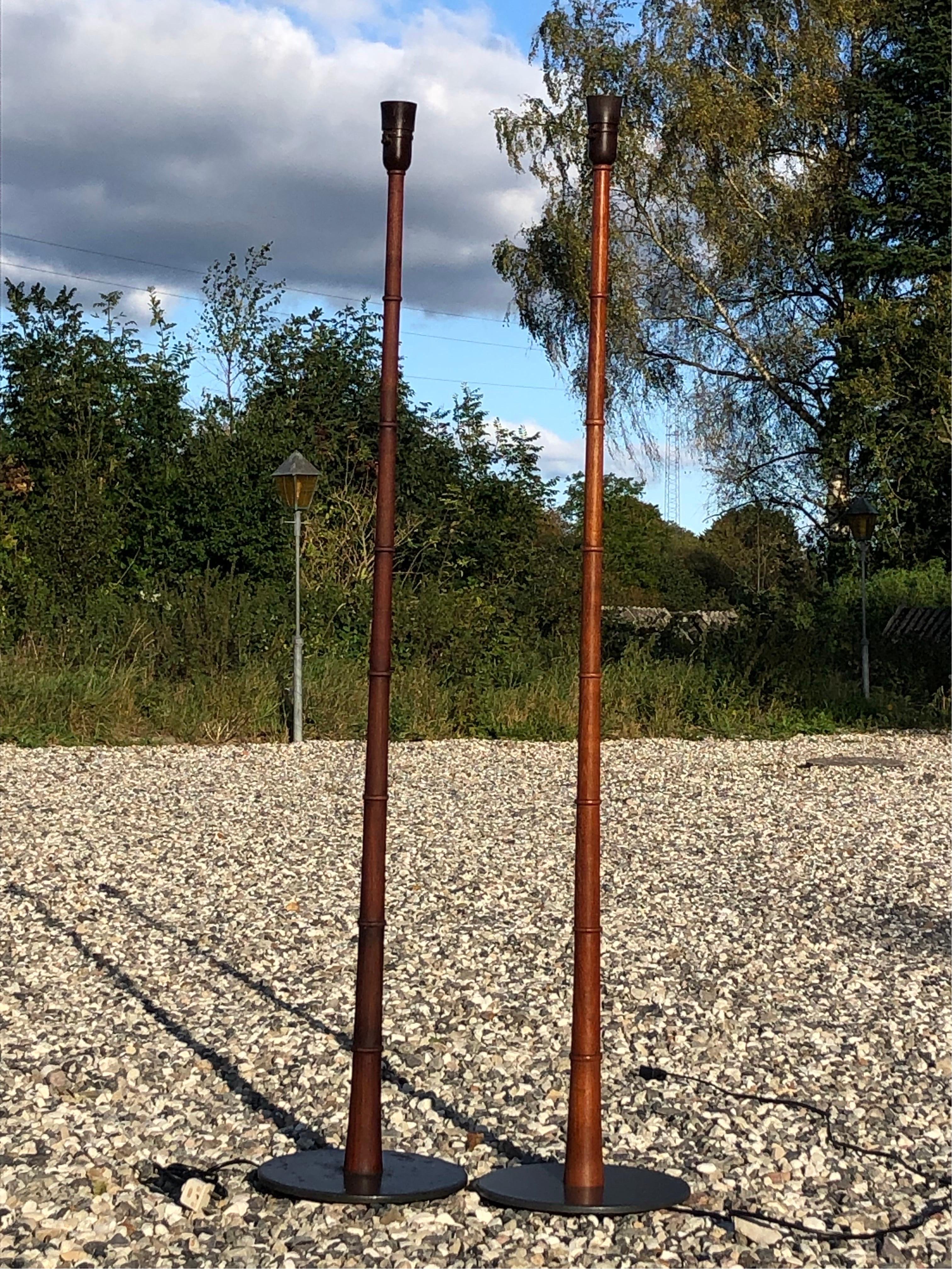 Mid-20th Century Pair of Danish midcentury modern teak floor lamps For Sale