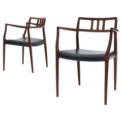 Vintage Pair Of Danish MidCentury Niels Møller Model Rosewood Model 64 Armchairs, 1966