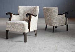 Pair of Danish Midcentury Pair of Chairs with Oak Armrests ca. 1950 by Slagelse