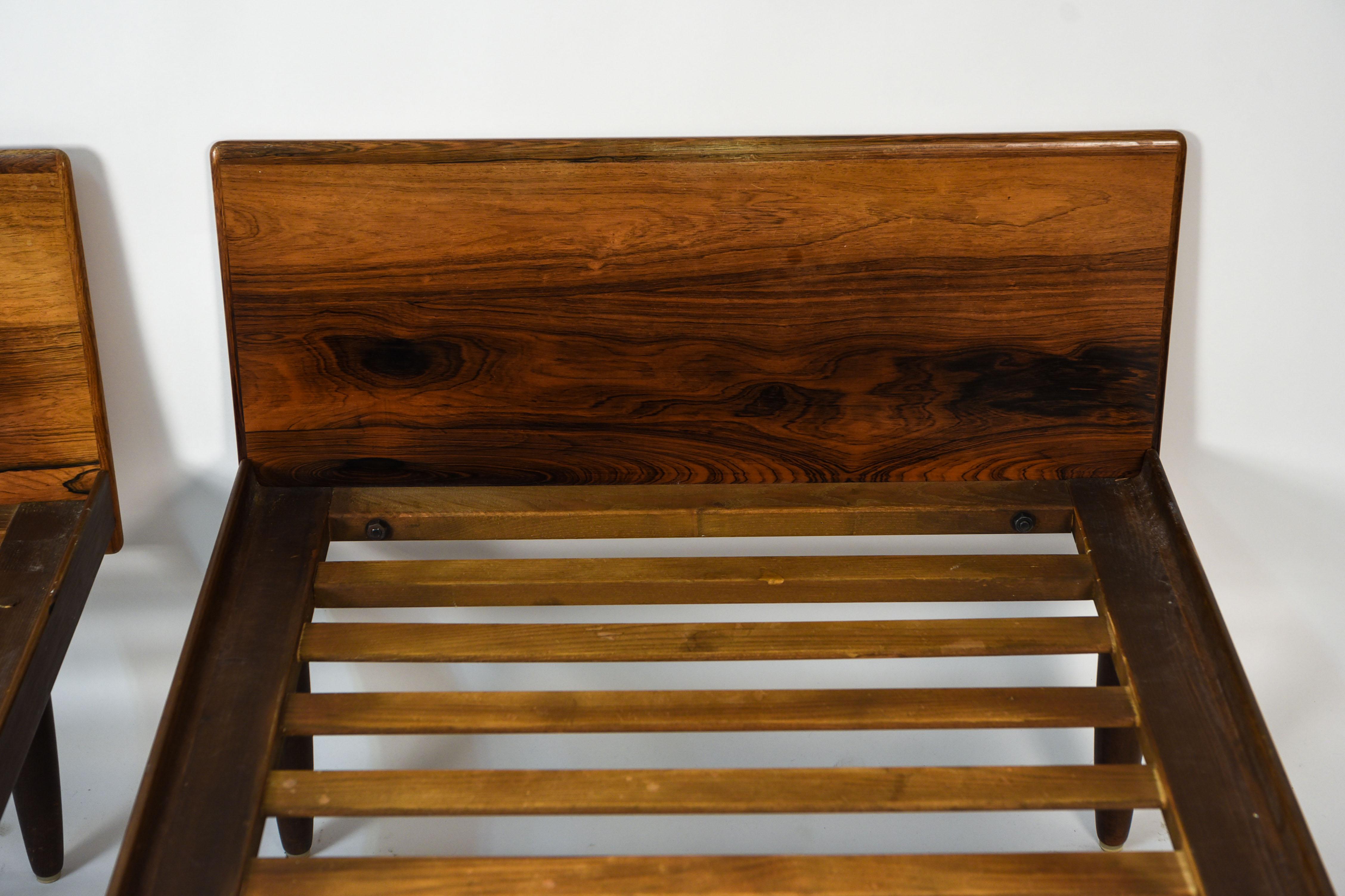 20th Century Pair of Danish Midcentury Rosewood Beds