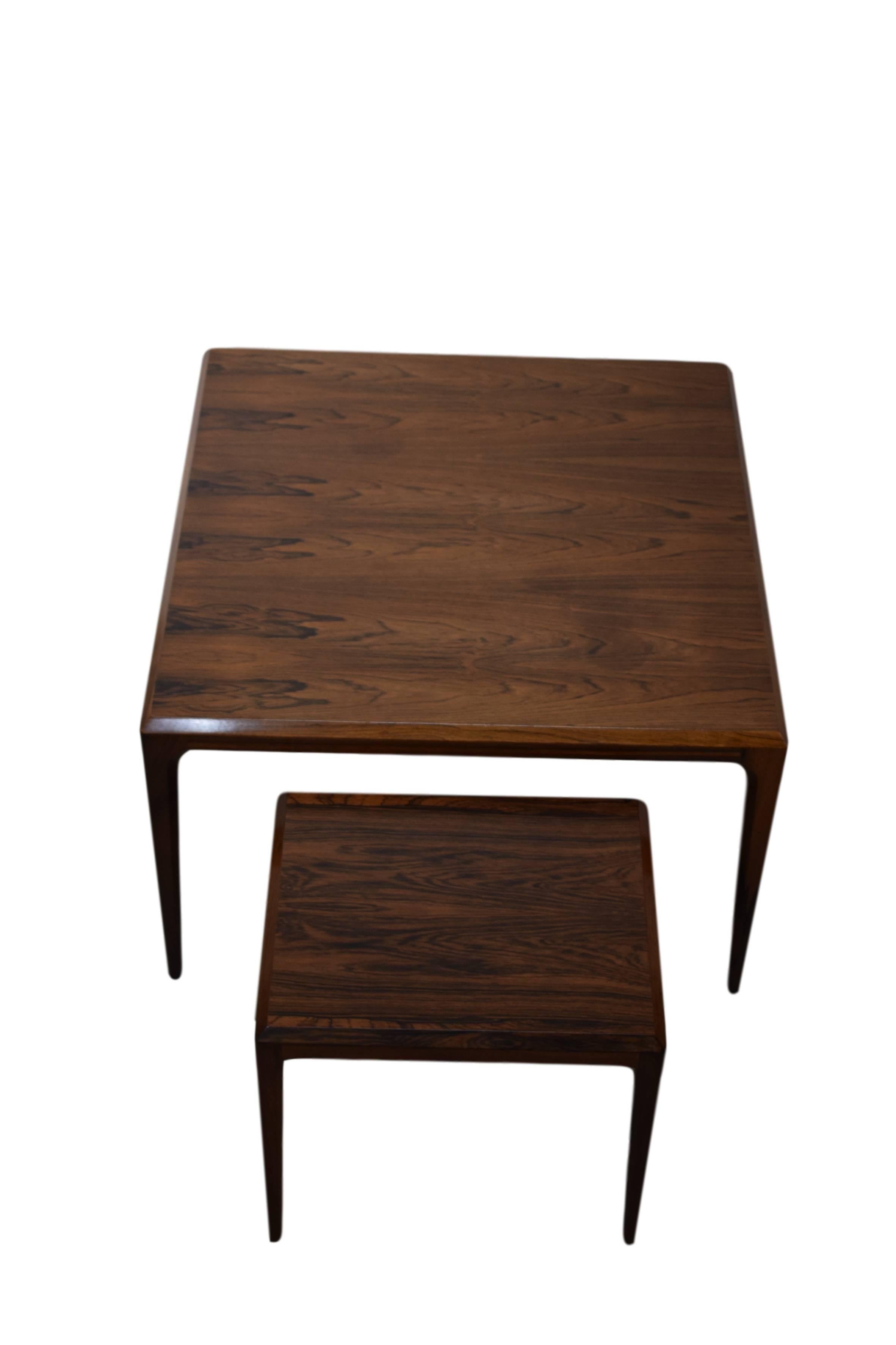 Scandinavian Modern Pair of Danish Midcentury Rosewood Tables by Johannes Andersen, CFC Silkeborg For Sale