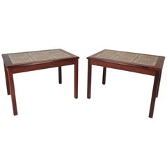 Pair of Danish Midcentury Rosewood Tile Top End Tables