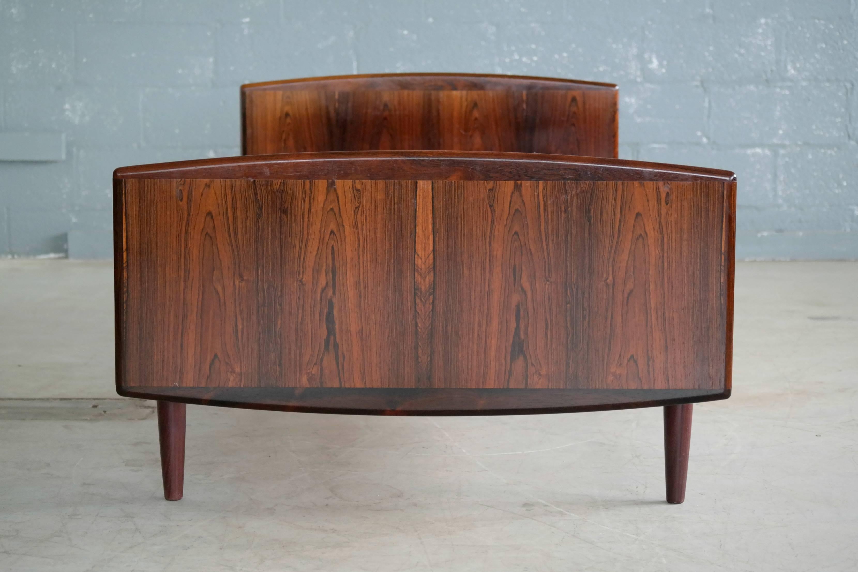 Mid-Century Modern Pair of Danish Midcentury Rosewood Twin-Size Guest Beds by Sanneman