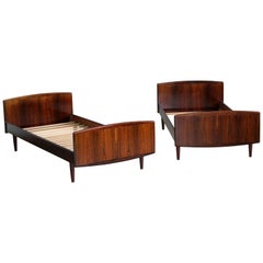 Pair of Danish Midcentury Rosewood Twin-Size Guest Beds by Sanneman