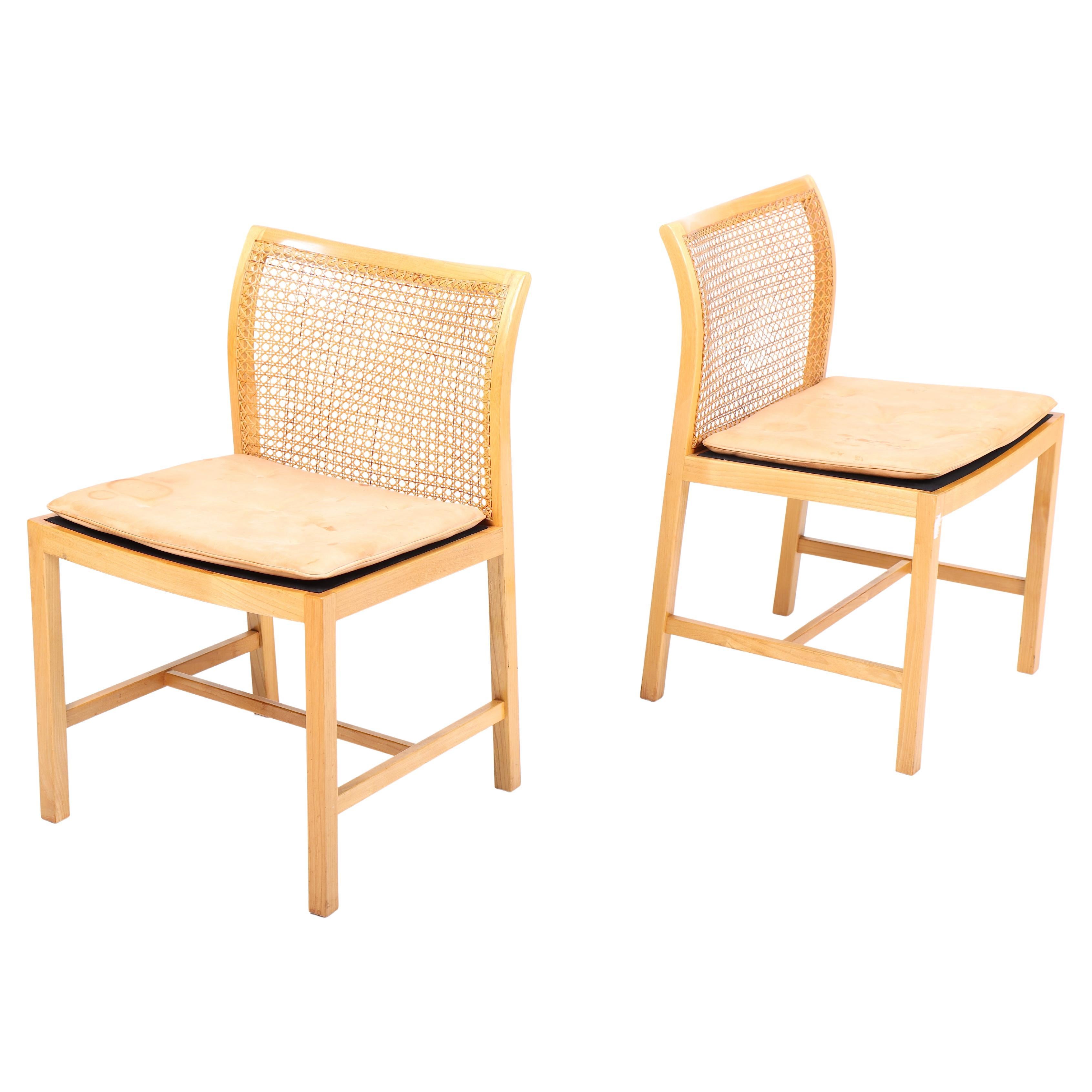 Pair of Danish Midcentury Side Chairs in Ash and Cognac Leather, 1960s
