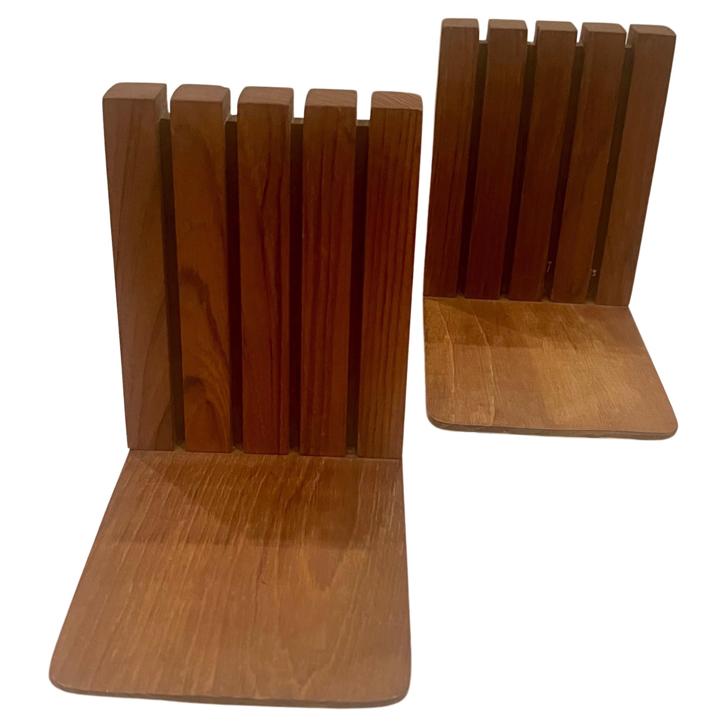 Pair of Danish Midcentury Solid Teak Bookends In Excellent Condition In San Diego, CA