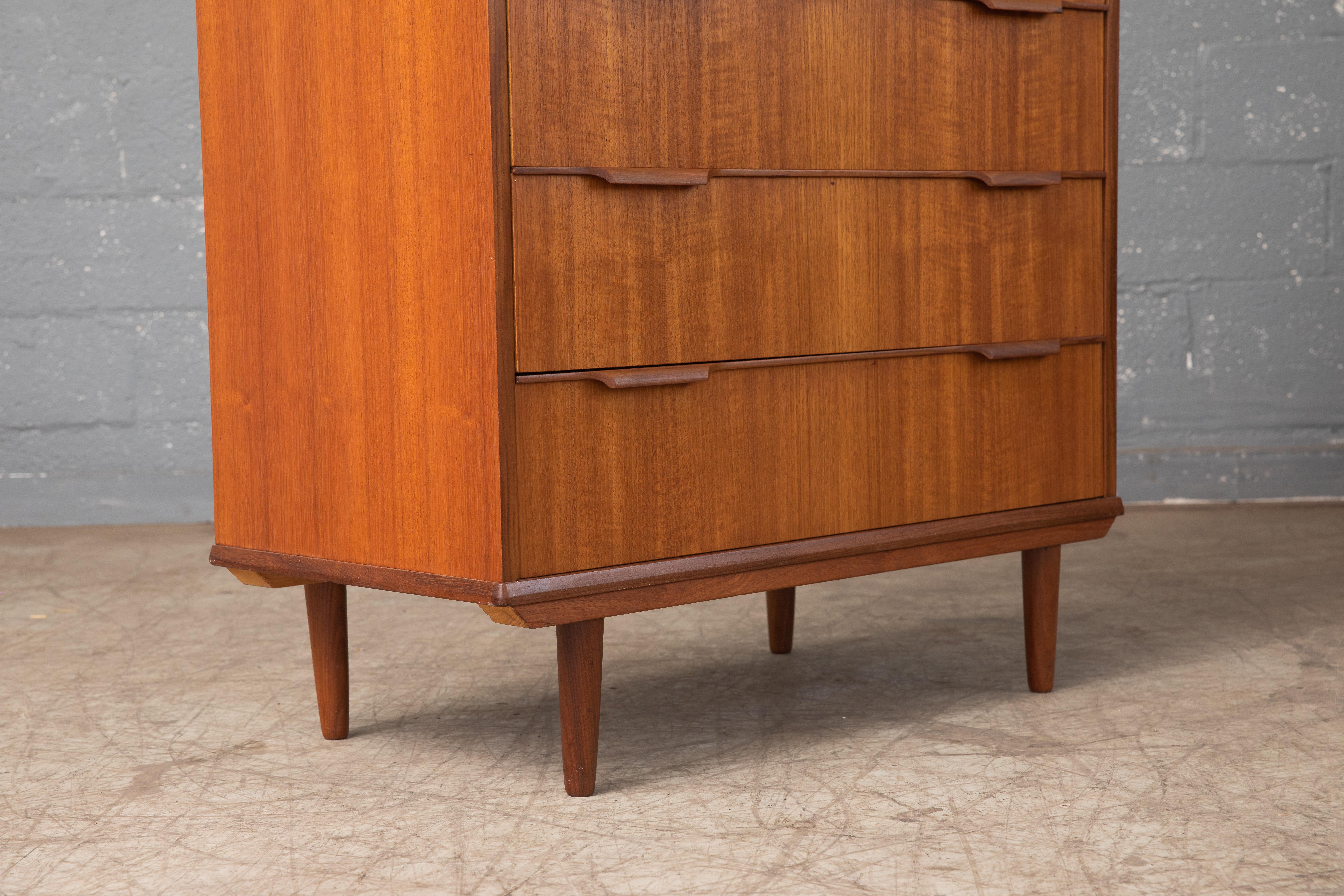 Matching Pair of Danish Midcentury Kai Kristiansen Style Tall Teak Dressers  5