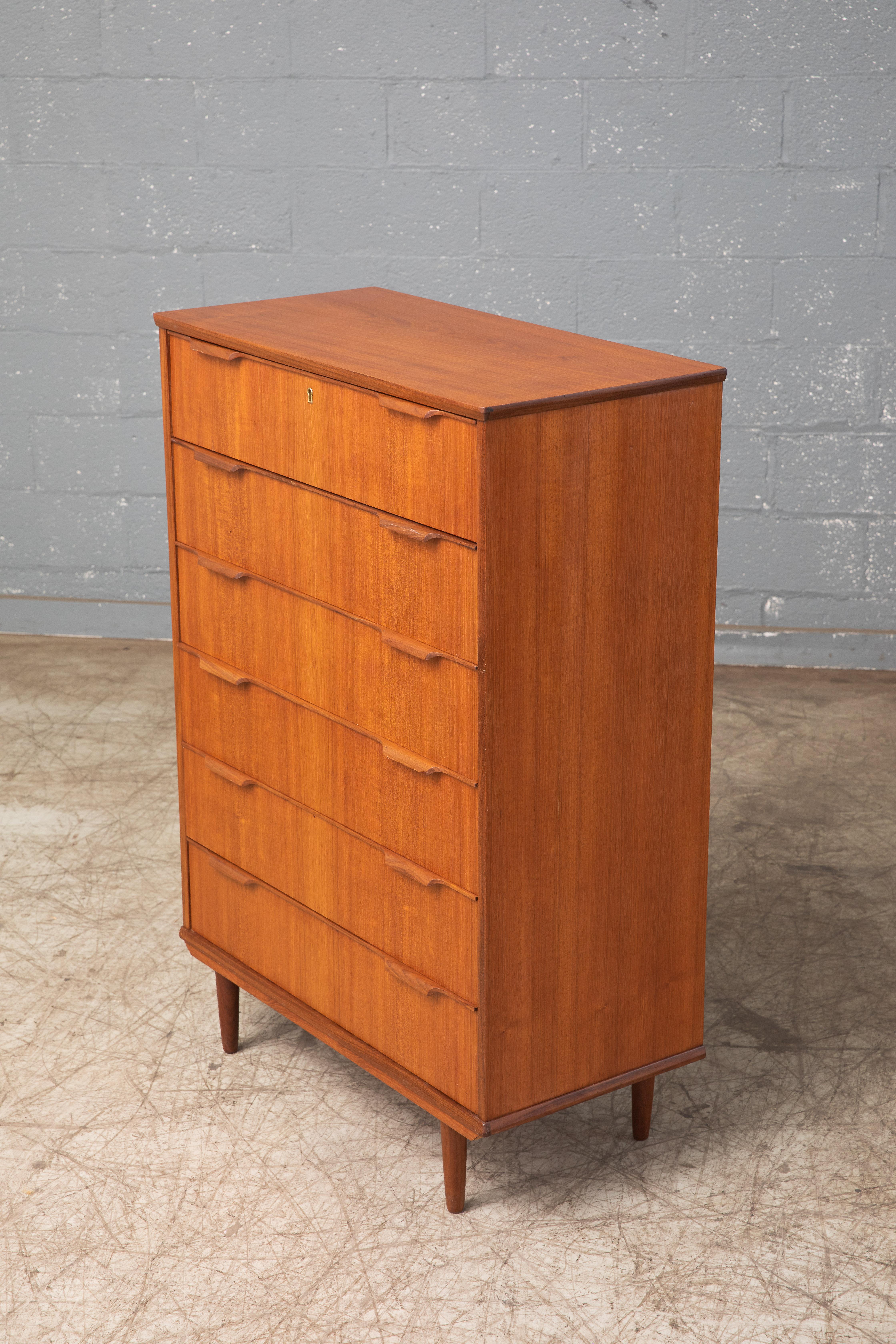 Matching Pair of Danish Midcentury Kai Kristiansen Style Tall Teak Dressers 2
