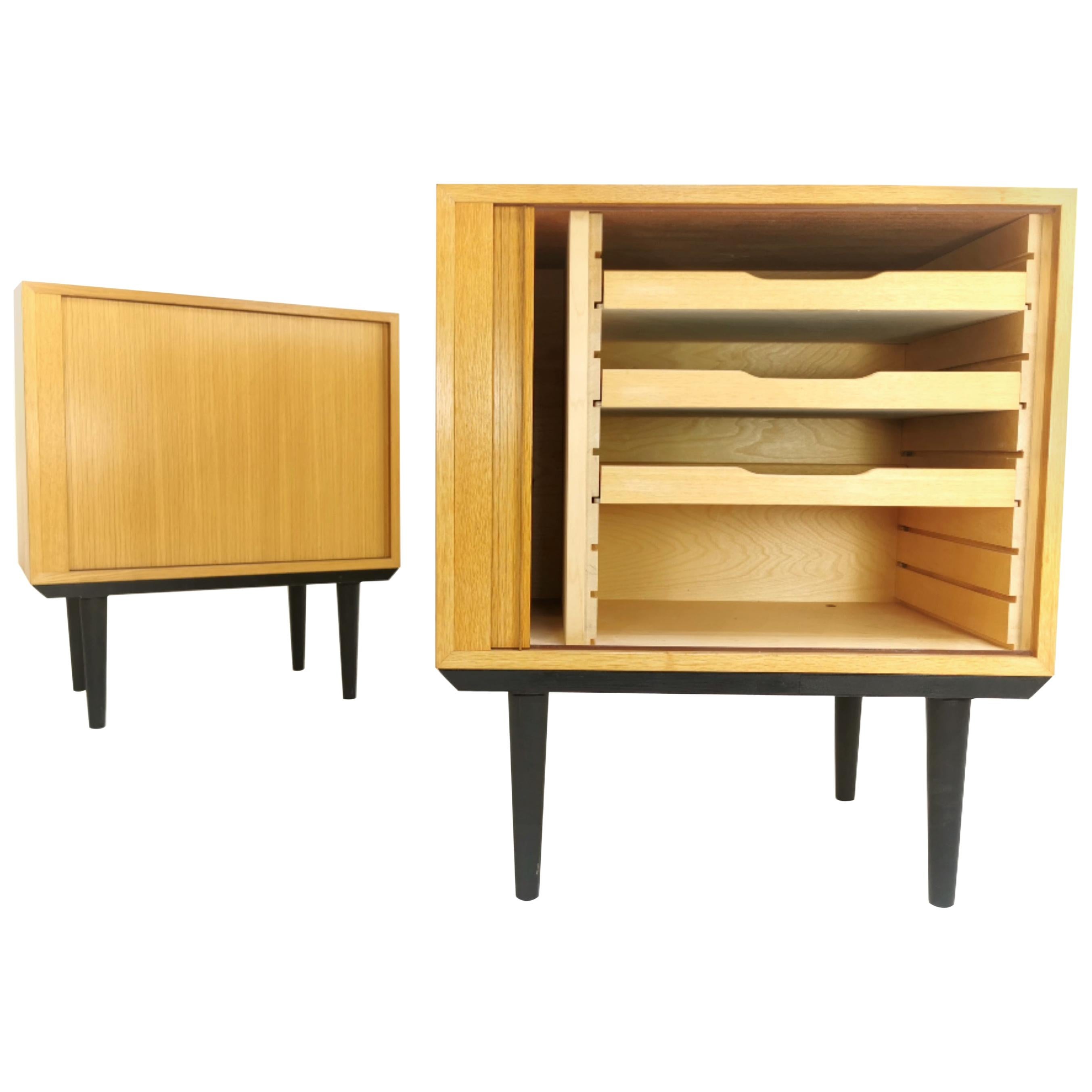 Pair of Danish Midcentury Tambour Cabinets by Hundevad, 1970s