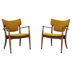 Pair of Danish "Model 111" Wood Chairs by Peter Hvidt & Orla Molgaard in Yellow