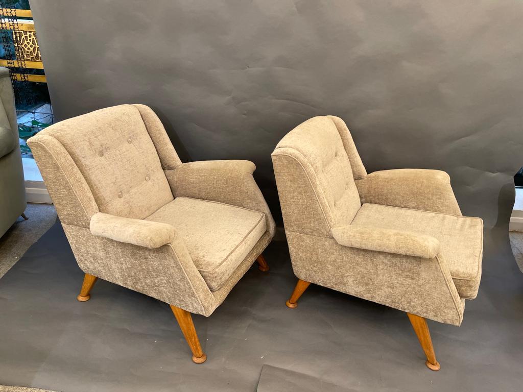 Fabric Pair of Danish Modern Armchairs For Sale