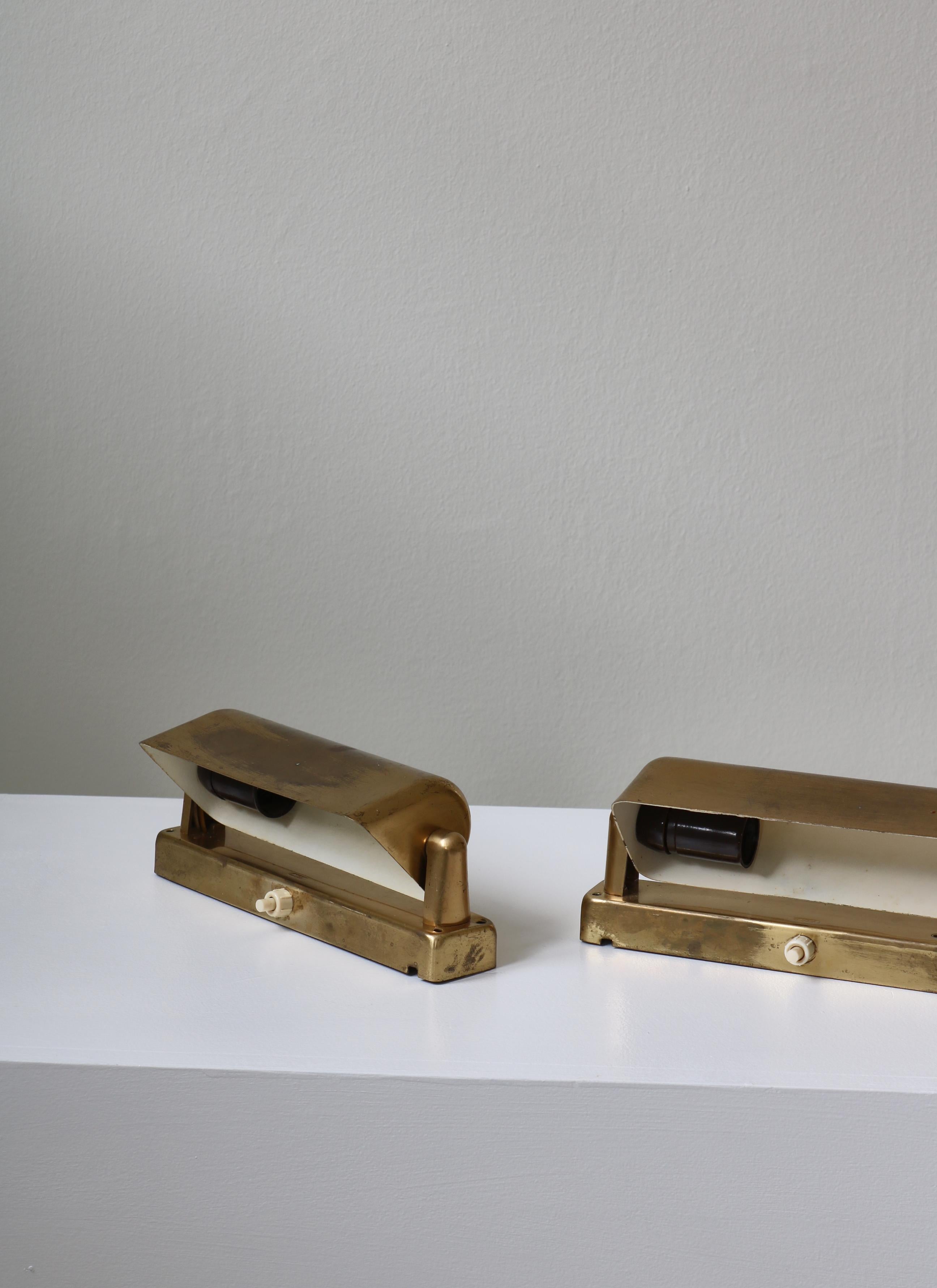 Pair of Danish Modern 1950s Lyfa Wall Lamps in Brass 6