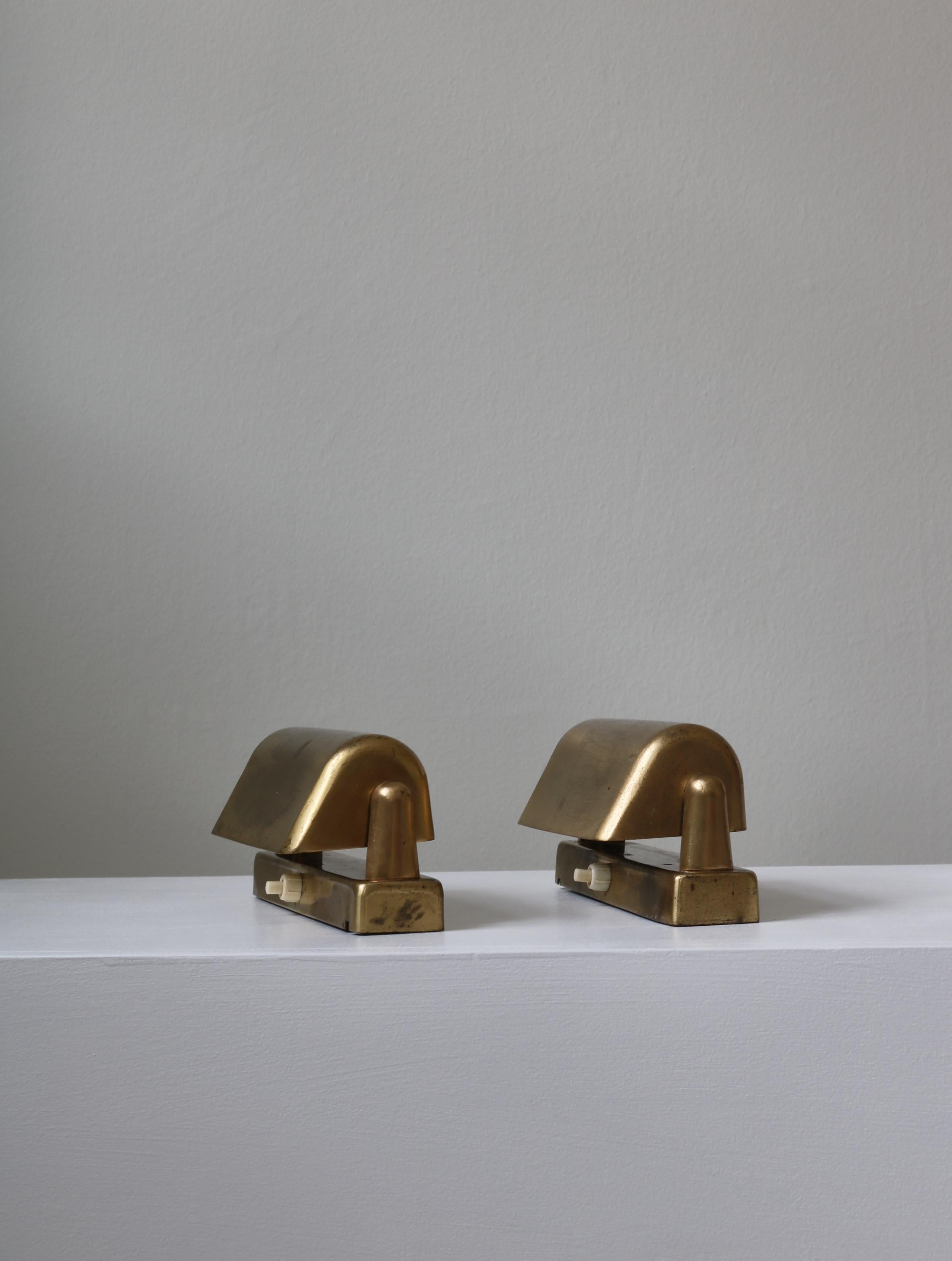 Pair of Danish Modern 1950s Lyfa Wall Lamps in Brass 1