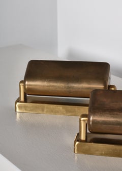 Pair of Danish Modern 1950s LYFA Wall Lamps in Patinated Brass