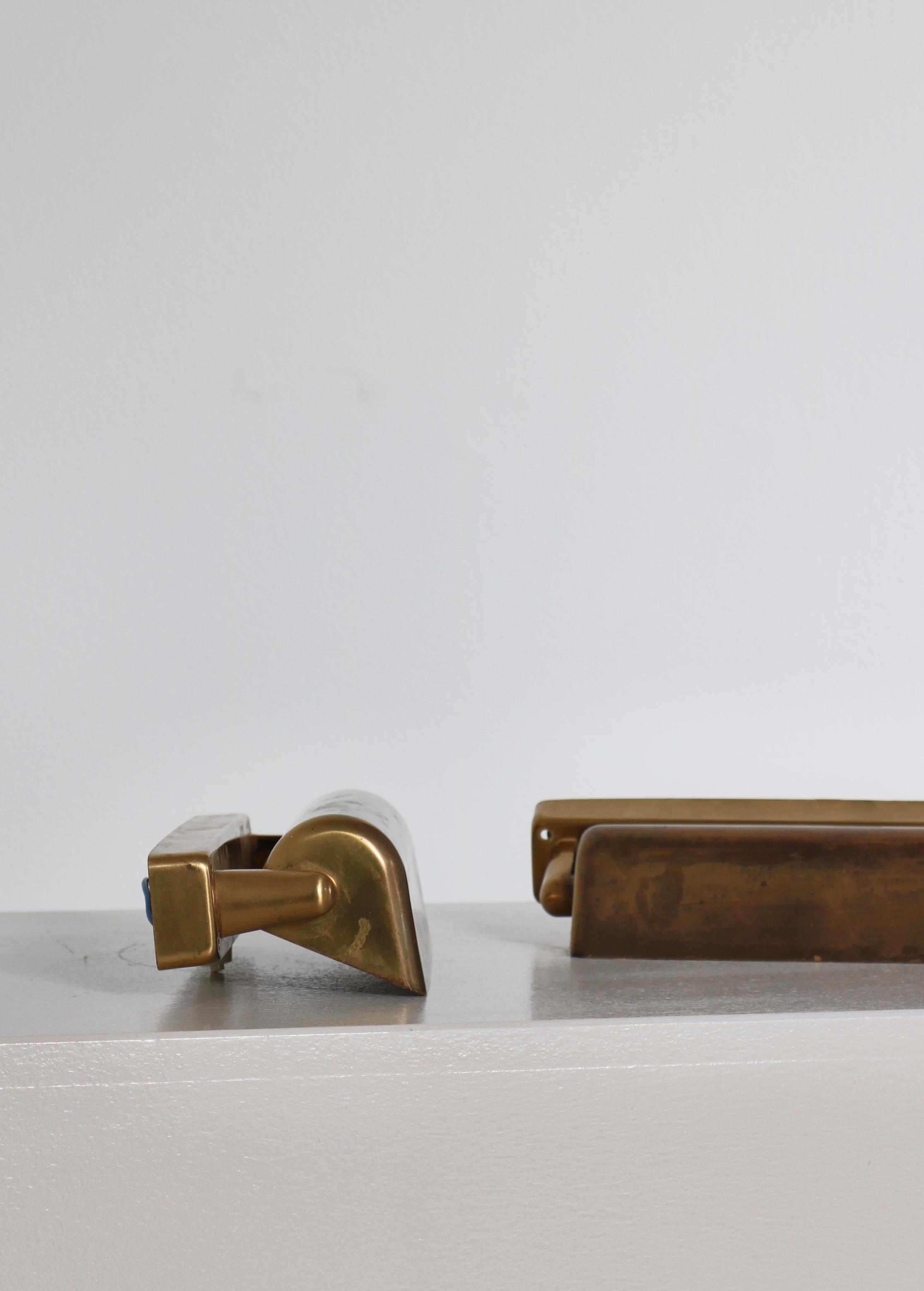 Pair of Danish Modern 1950s LYFA Wall Lamps in Patinated Brass 1