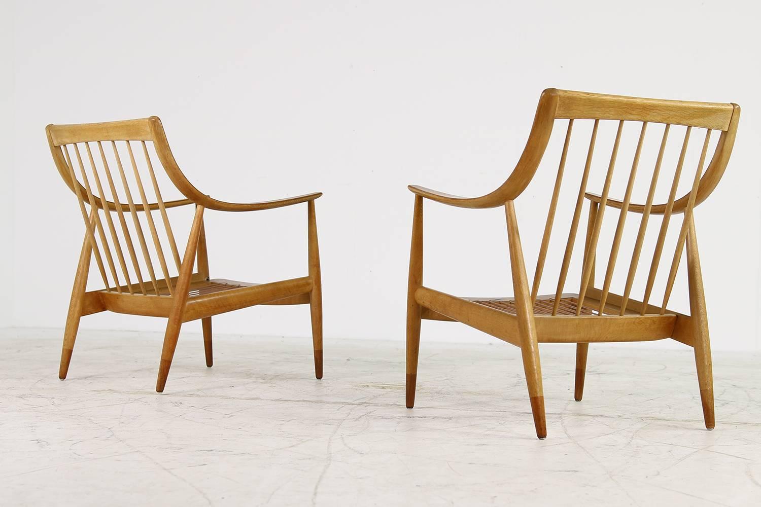 Pair of Danish Modern 1960s Oak Easy Chairs by Peter Hvidt Mod, FD 146 Teak 6
