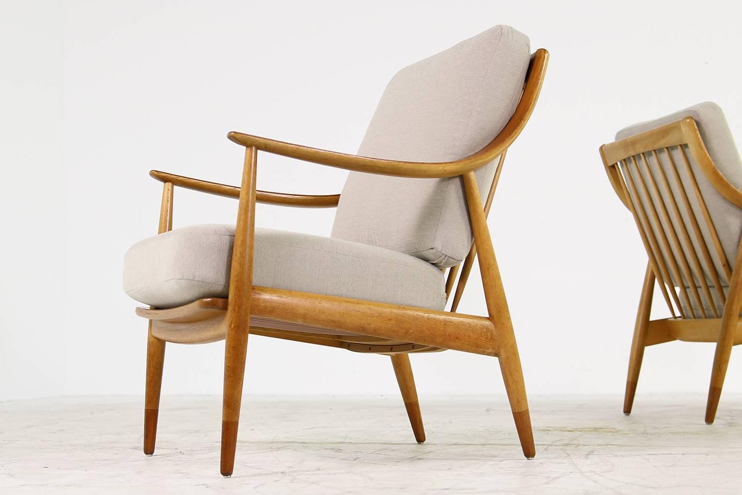 Pair of Danish Modern 1960s Oak Easy Chairs by Peter Hvidt Mod, FD 146 Teak 3