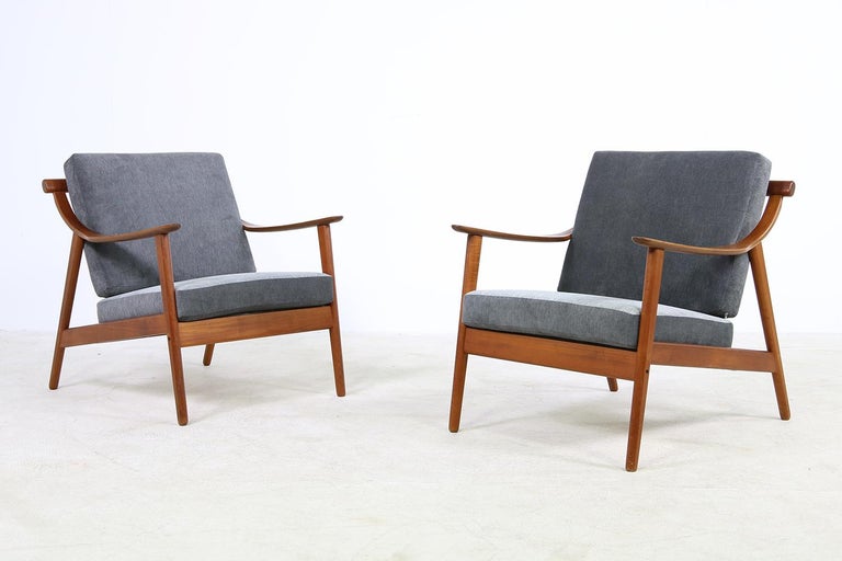 Mid-Century Modern Pair of Danish Modern 1960s Teak Lounge Easy Chairs by Arne Hovmand Olsen For Sale