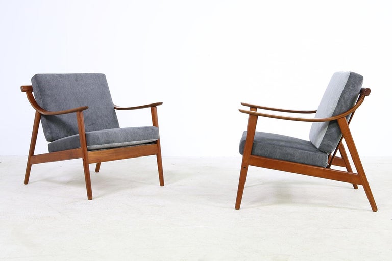 Pair of Danish Modern 1960s Teak Lounge Easy Chairs by Arne Hovmand Olsen In Good Condition For Sale In Hamminkeln, DE