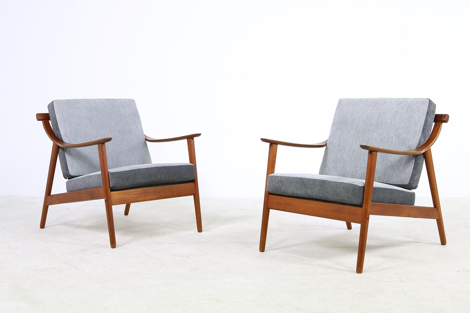 Pair of Danish Modern 1960s Teak Lounge Easy Chairs by Arne Hovmand Olsen 1