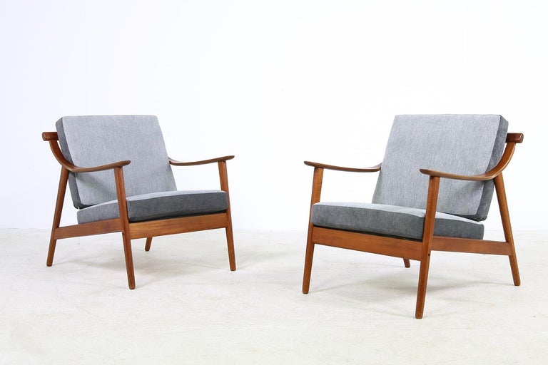 Pair of Danish Modern 1960s Teak Lounge Easy Chairs by Arne Hovmand Olsen For Sale 1