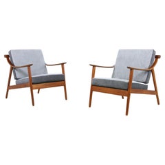 Pair of Danish Modern 1960s Teak Lounge Easy Chairs by Arne Hovmand Olsen