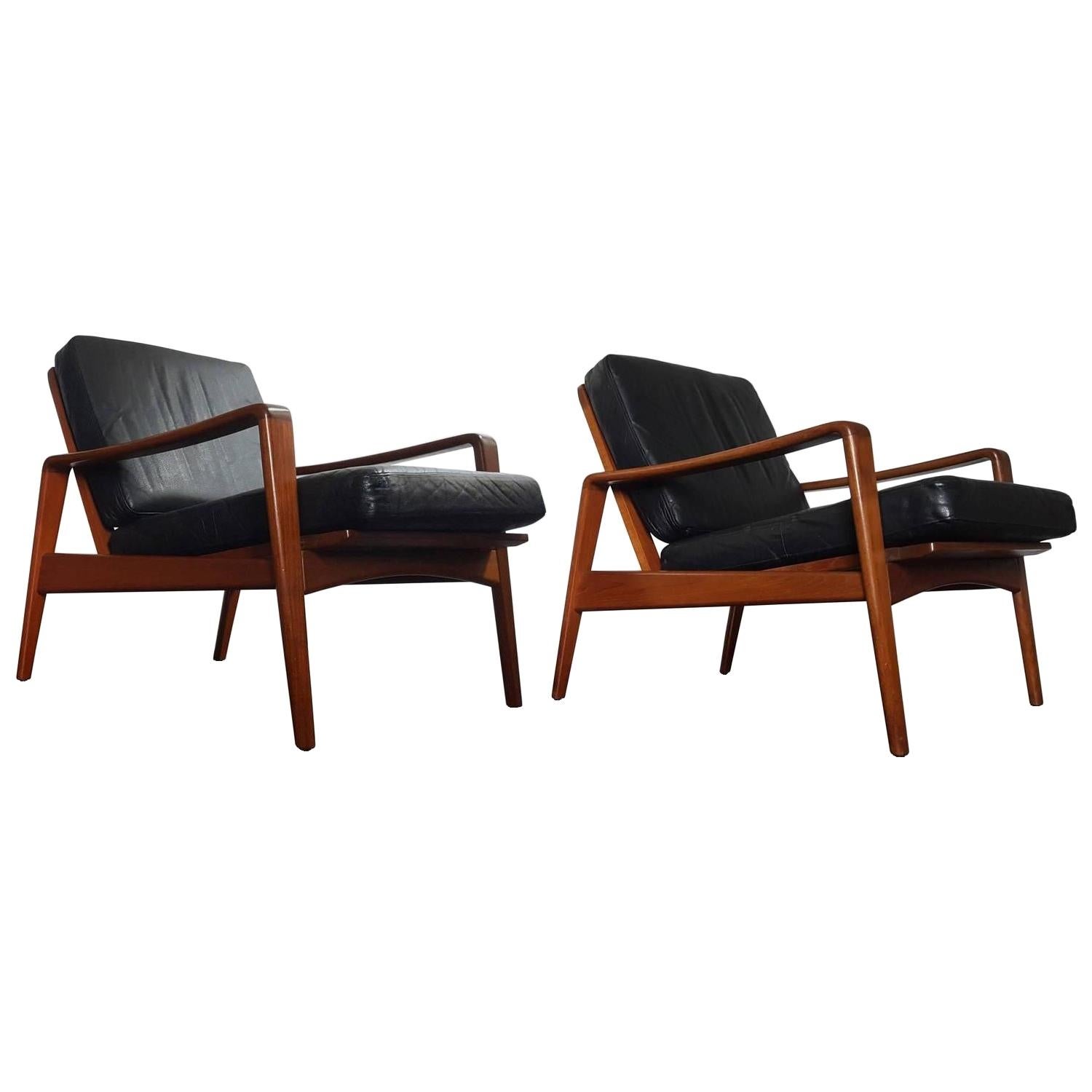 Pair of Danish Modern 1960s Teak Lounge Easy Chairs by Arne Wahl Iversen