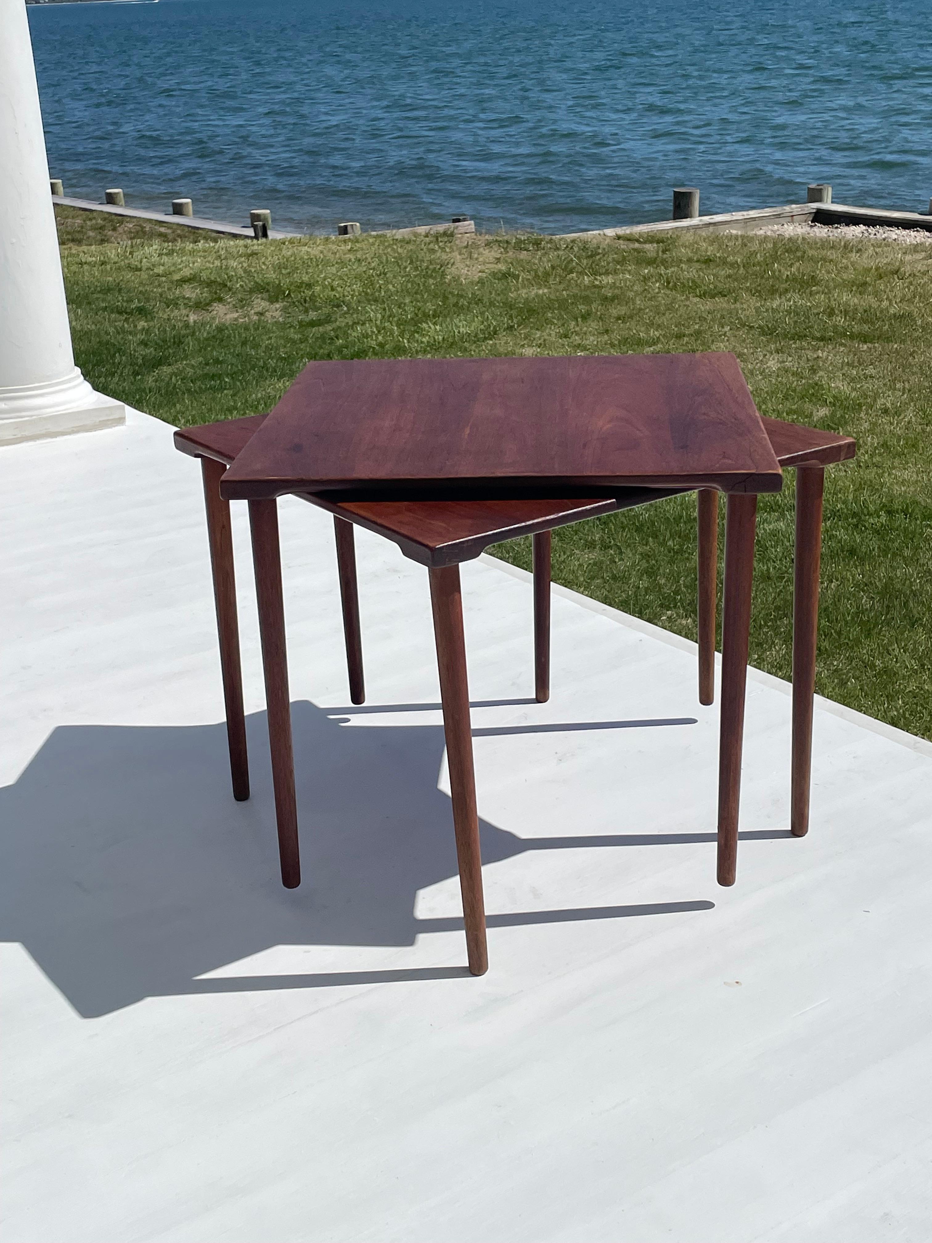 Pair of Danish Modern 1960s Teak Side Tables by Peter Hvidt for John Stuart Inc For Sale 5