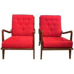 Pair of Danish Modern Arm Lounge Chairs in the Manner of Ib Kofod-Larsen