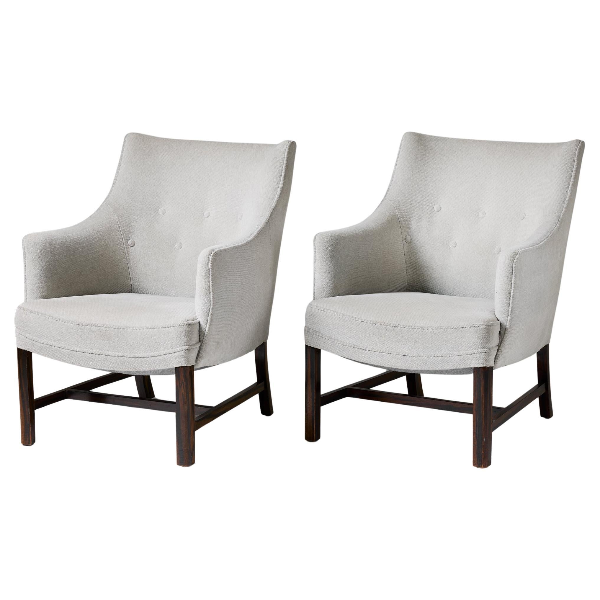 Pair of Danish Modern Armchairs by Frits Henningsen, Denmark, 1940s