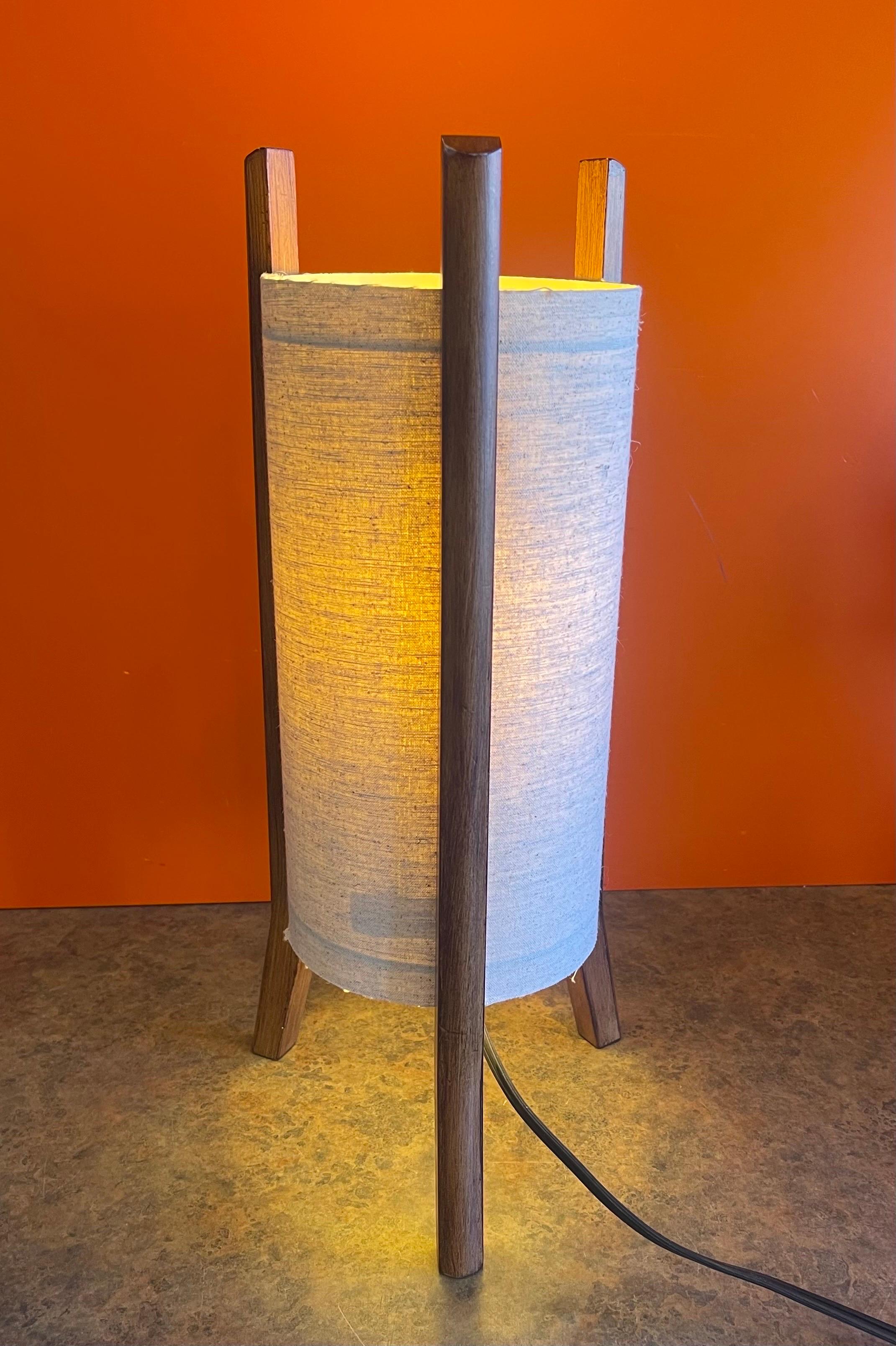 Pair of Danish Modern Atomic Age Teak Rocket Table Lamps 7