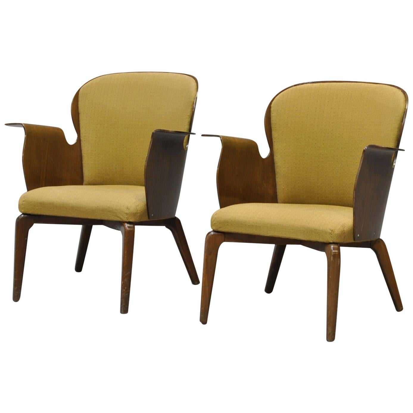 Pair of Danish Modern Bentwood 1950s Lounge Chairs by Hans Olsen