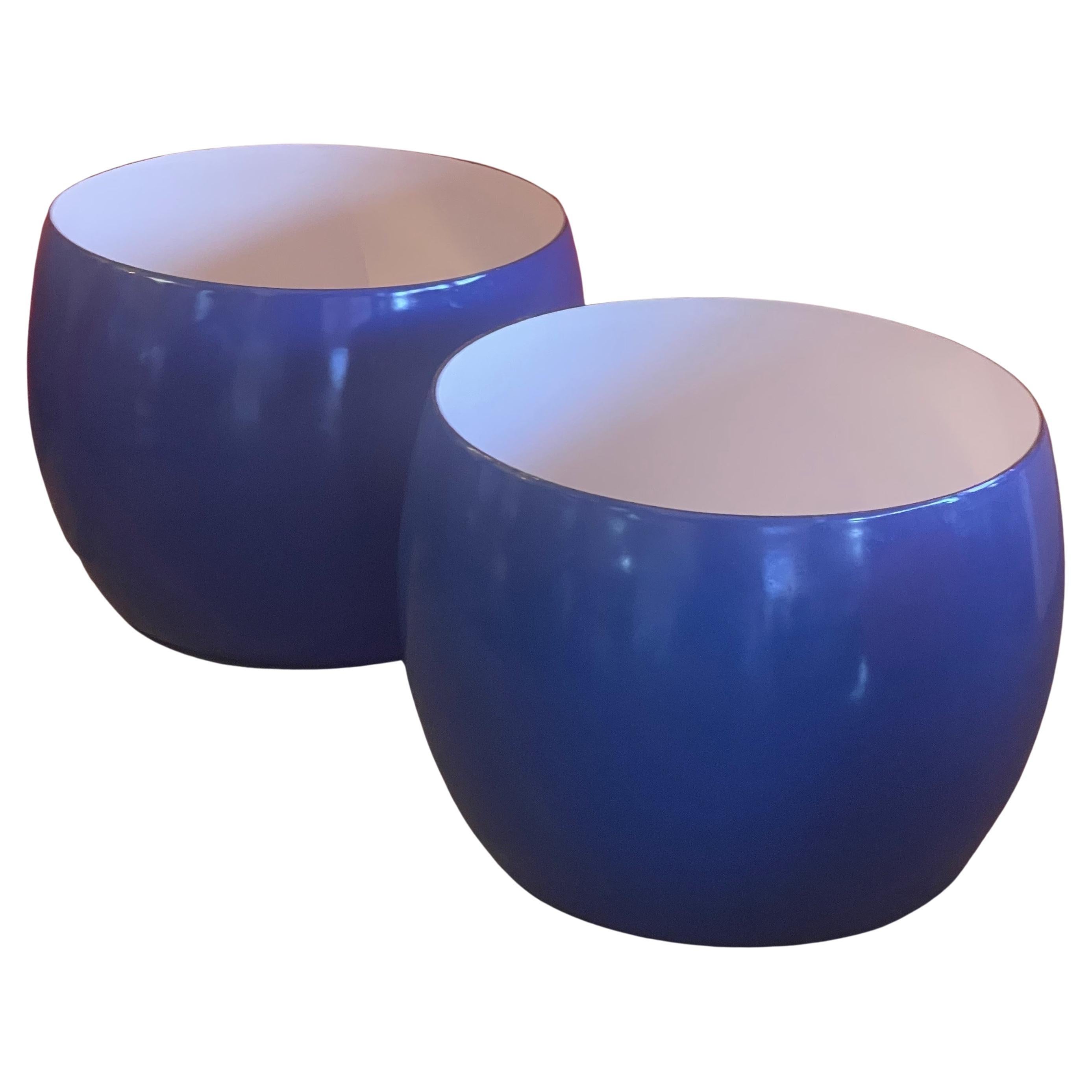 Pair of Danish Modern Blue & White Enamel Bowl by Jens Quistgaard for Dansk