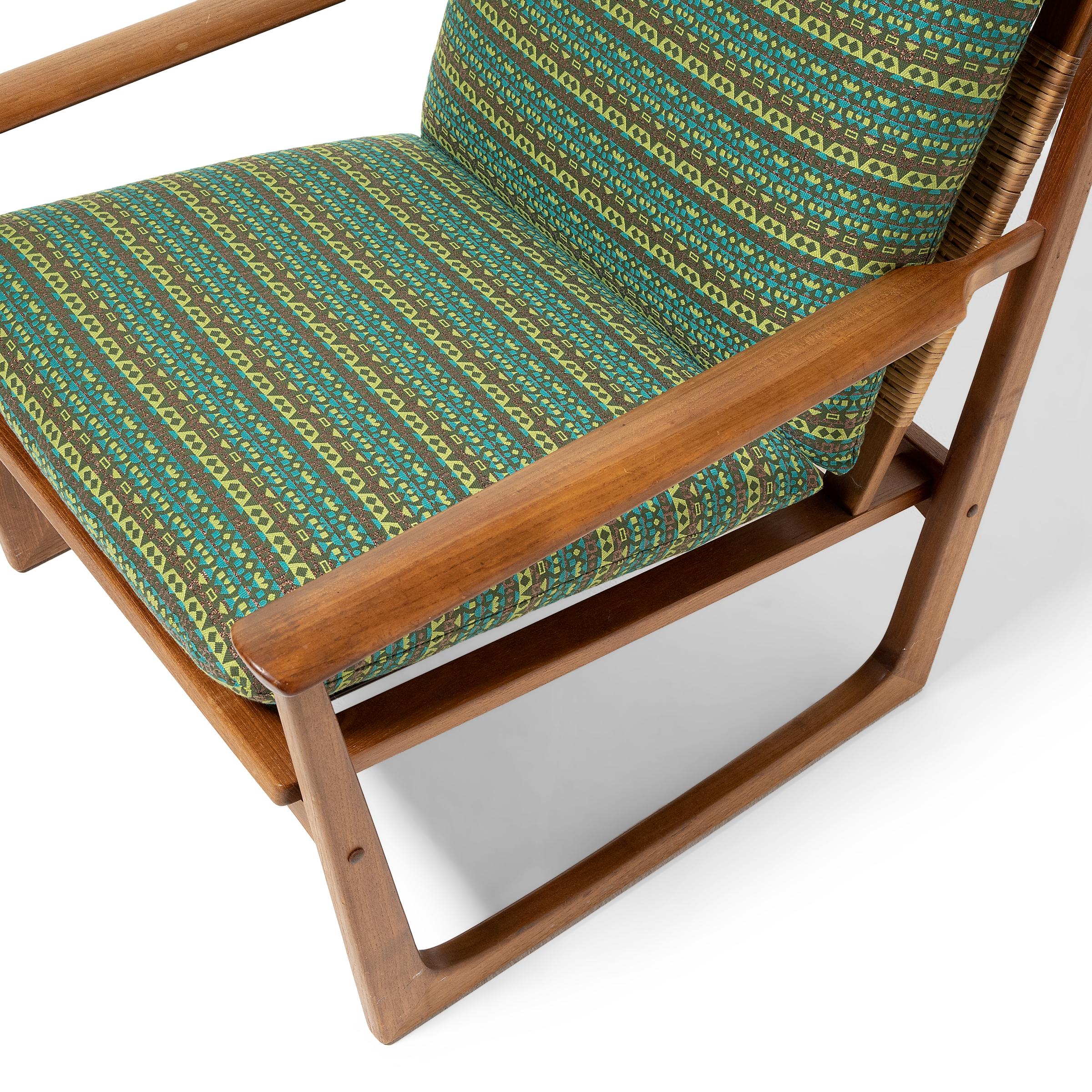 Upholstery Pair of Danish Modern Cane Back Armchairs by Hans Olsen, c. 1960 For Sale