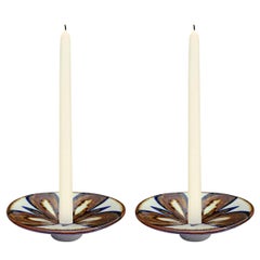 Pair of Danish Modern Ceramic Candlesticks