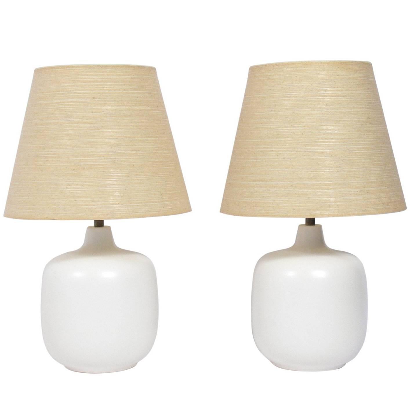 Pair of Danish Modern Ceramic Lamps by Lotte and Gunnar Bostlund