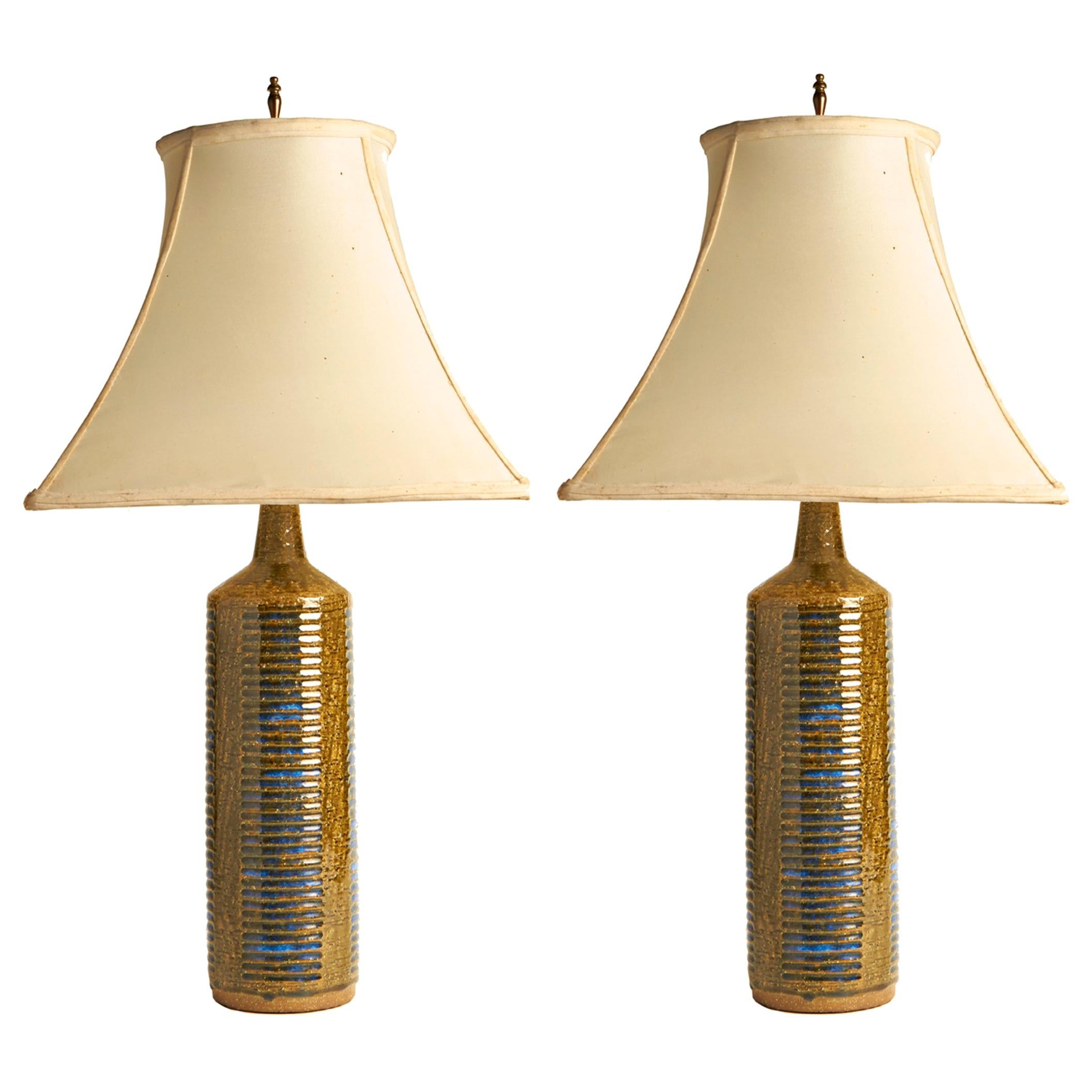 Pair of Danish Modern Ceramic Lamps by Per Linnemann-Schimdt for Palchus