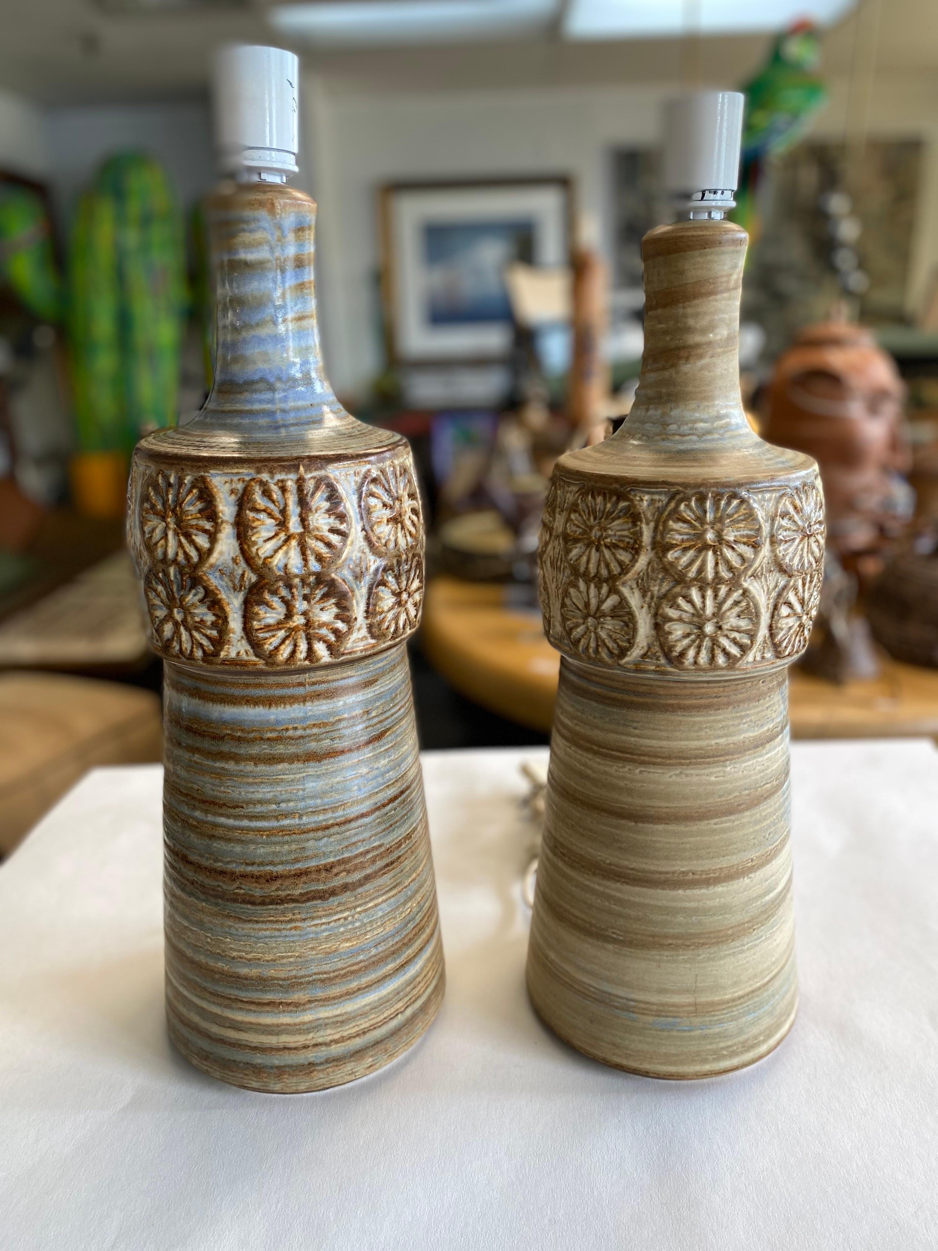 Pair of Danish Modern Ceramic Lamps by Soholm 2