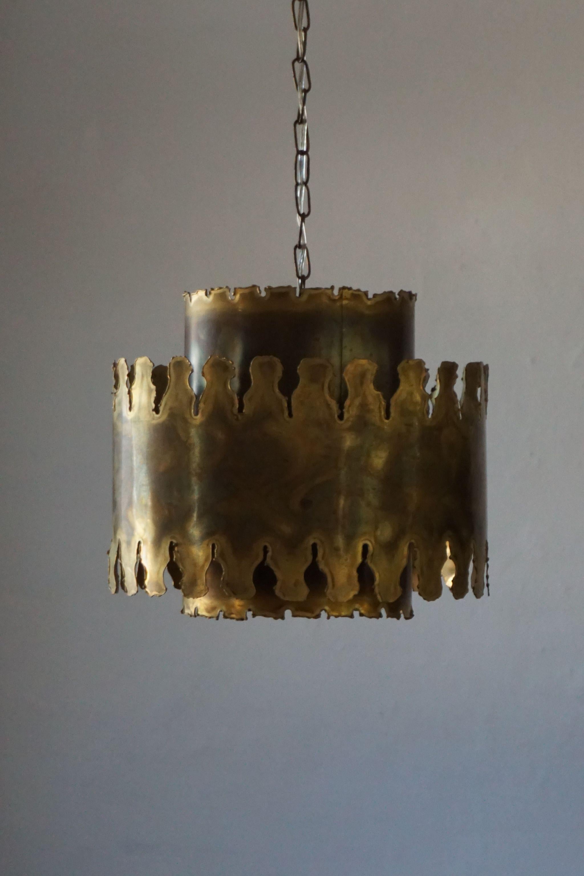 Brass Pair of Danish Modern Chandelier Pendant Lamps by Svend Aage Holm Sørensen, 1960