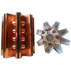 Pair of Danish Modern Copper Ceiling Lights by Verner Schou for Coronell