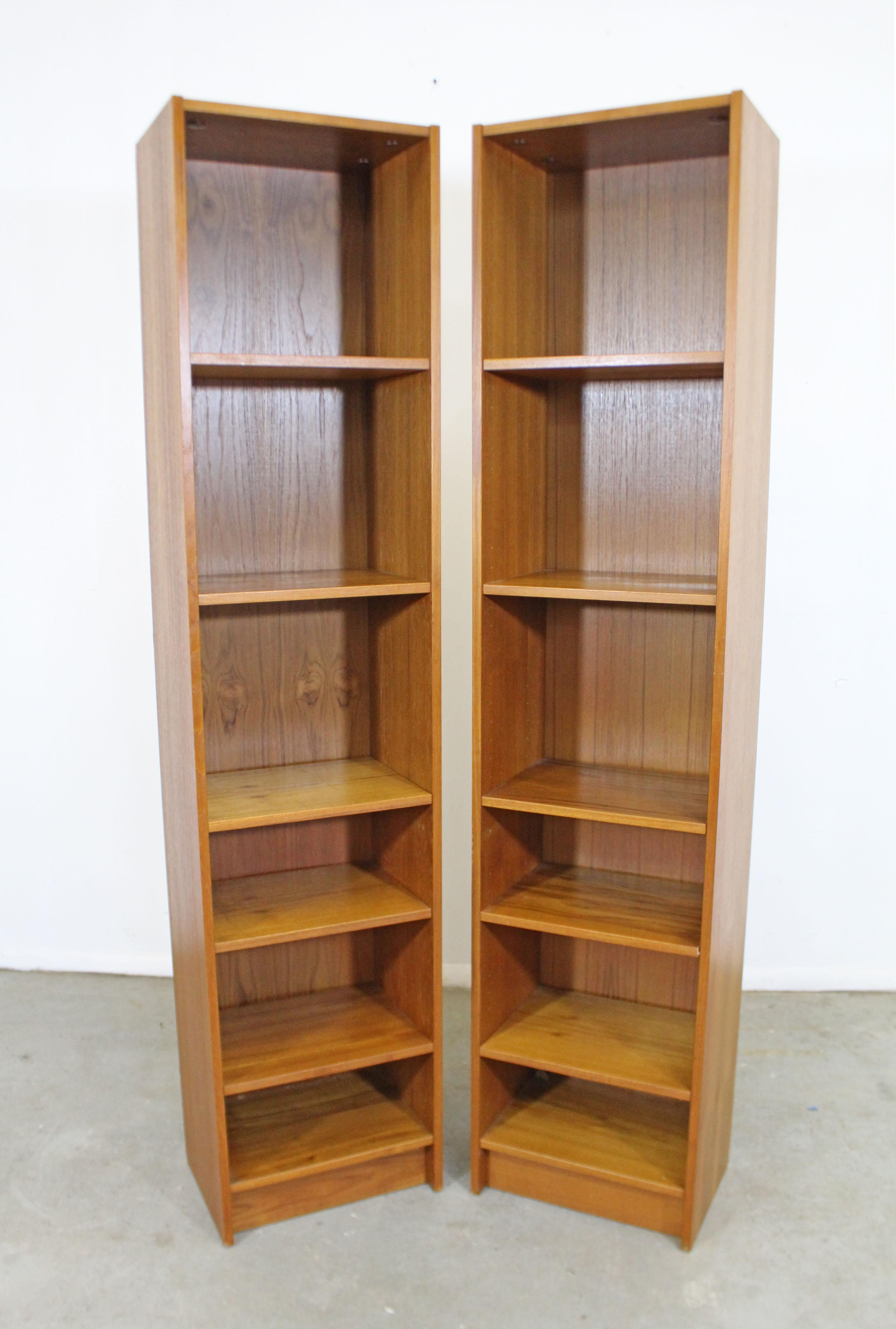 Pair of Danish Modern Domino Mobler Teak Bookcases In Good Condition In Wilmington, DE