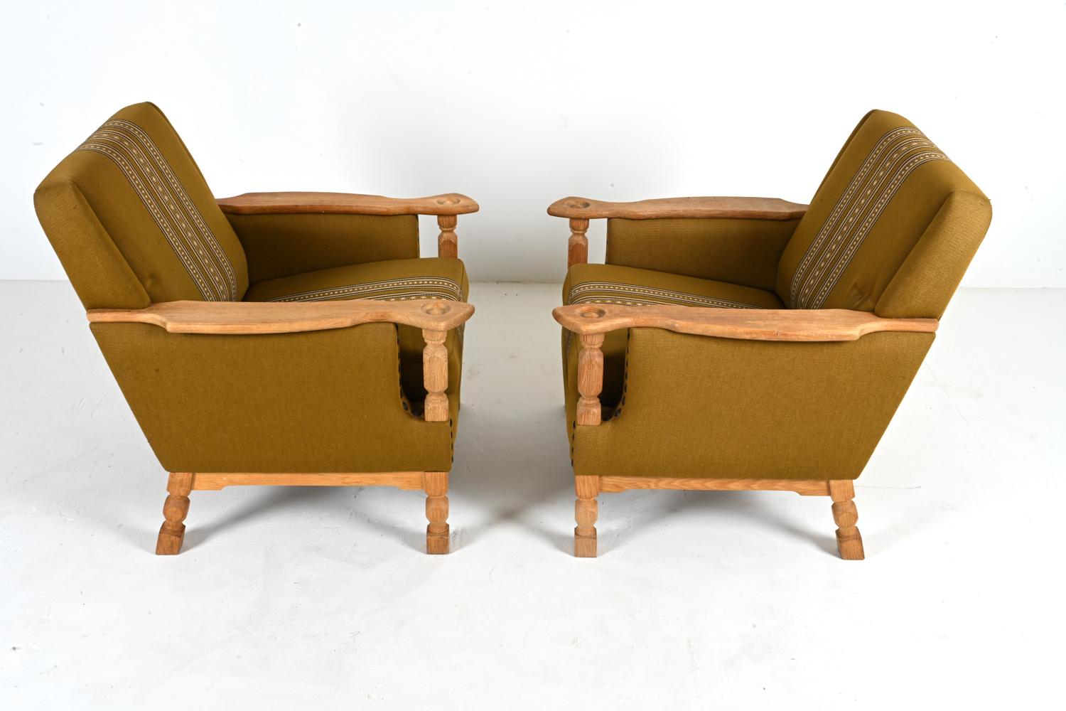 Pair of Danish Modern Easy Chairs in White Oak, Attributed to Henning Kjærnulf For Sale 10